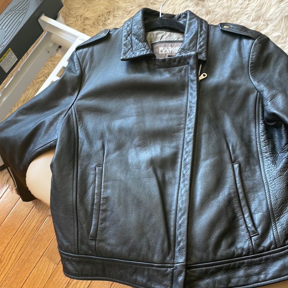 Womens motorcycle leather jacket, great shape